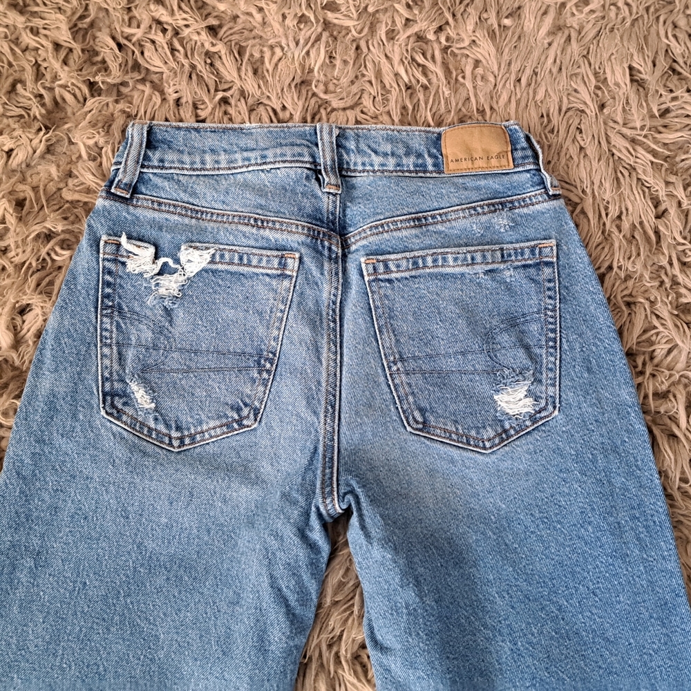 American Eagle Outfitters Distressed Light Blue Straight Leg Jeans
